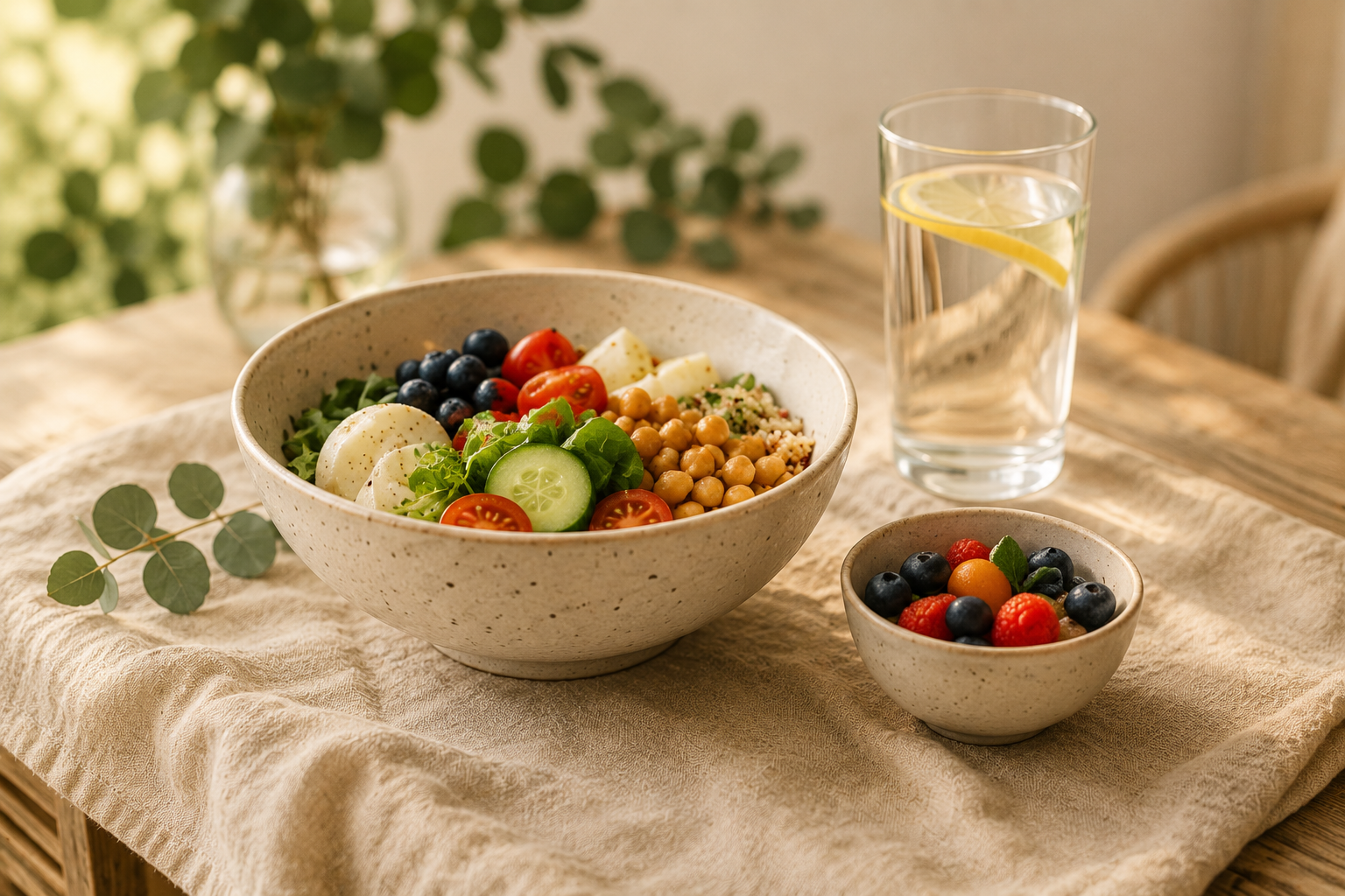 Fresh Mediterranean food bowl representing nutrition and dietary foundation
