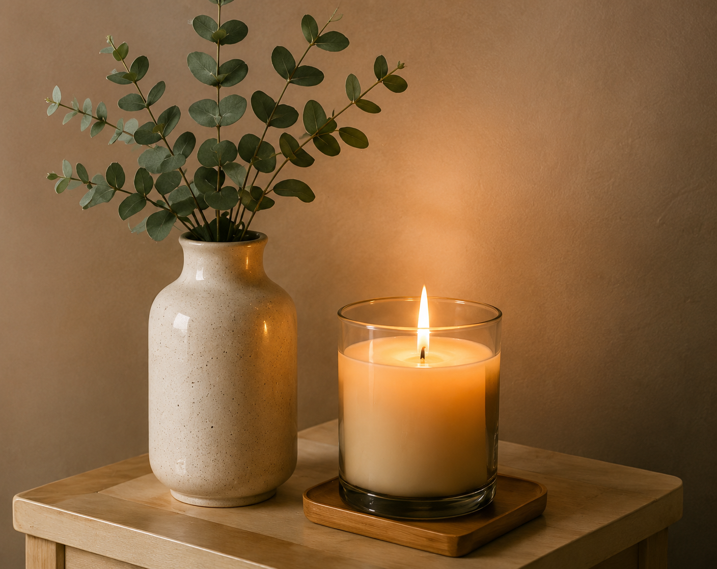 Warm candle and botanical setting representing psychiatric evaluation and care