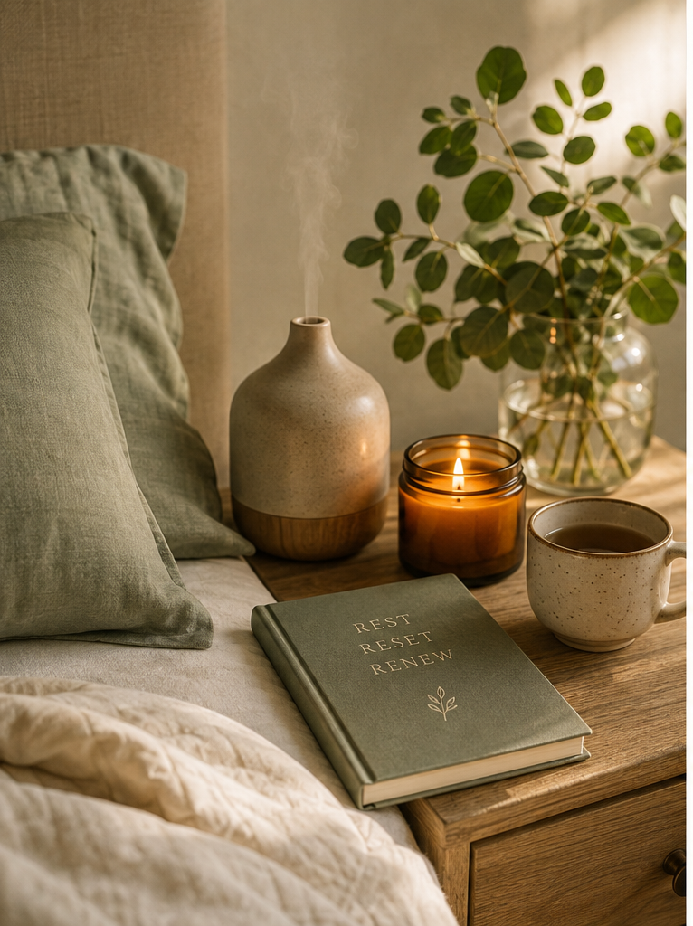 Cozy bedside scene representing sleep and circadian alignment